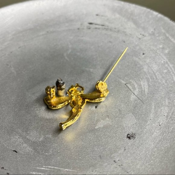 Vintage Dragon Fly Brooch/Pin Black & Gold Metal - Picture 1 of 2